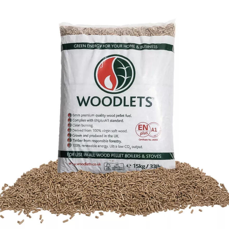Woodlets - 15 kg bags. 975kg ENPlus A1 6mm BSL0051256-0004