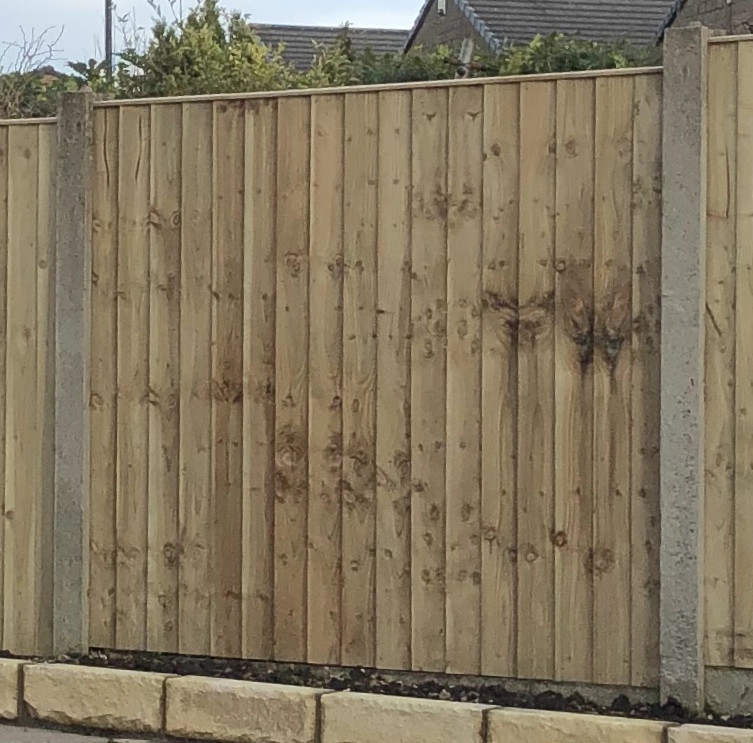 Vertical featheredge fence panels. 6 ft. X 6 ft tall.